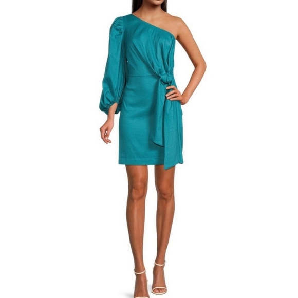 Ted Baker London Lauica Linen One Shoulder Mini Dress - Picture 1 of 12